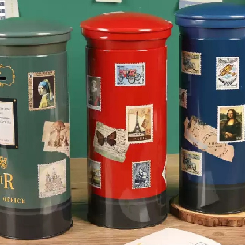 Alcancía Vintage Metal Mod. Post Box Inglés Funny Market